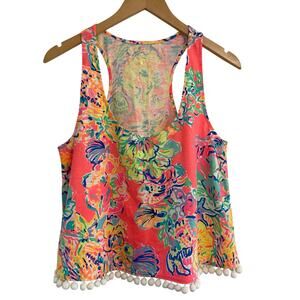 Lilly Pulitzer Shirley Island Seacret Pom Pom Tank Women’s Size Medium Preppy